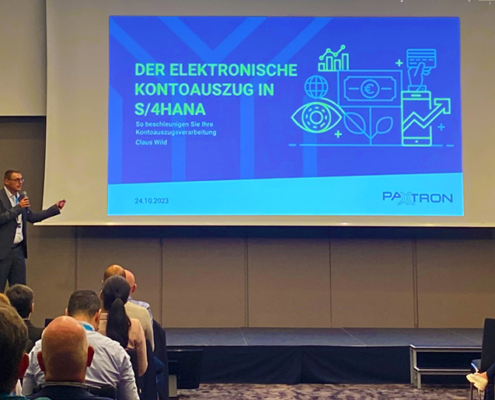 Claus Wild bei seinem Vortrag auf dem FICO-Forum 2023 zum Elektronischen Kontoauszug in SAP S/4HANA